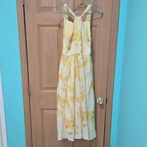 Nwt Fehaute Sz S 4 Yellow and White Halter Sundress for Wedding Guest